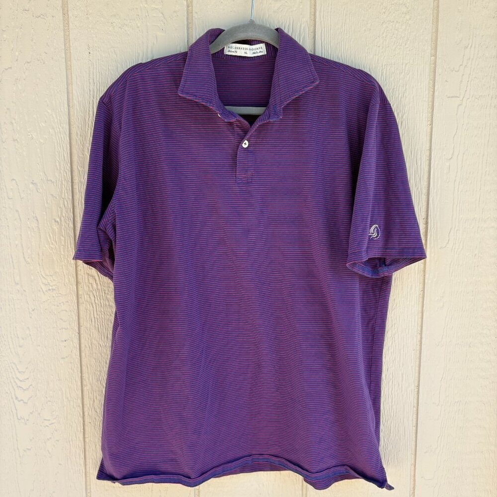 Holderness & Bourne Nagle Polo Men's XL Navy Red Striped Golf Comfort Summer
